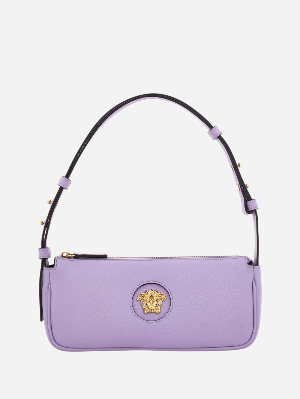 Versace Lavender Leather Shoulder Bag with Gold Medusa